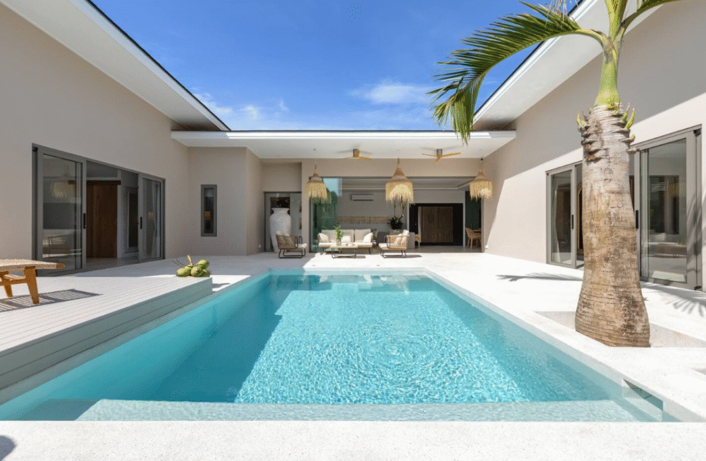 3 bedroom Balinese style pool villa for sale in Bophut Koh Samui walking distance to Fisherman’s Village