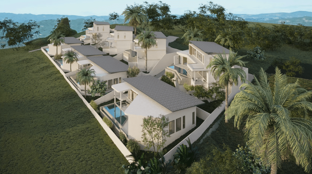 3 bedroom partial sea view villa in Bophut Samui for sale