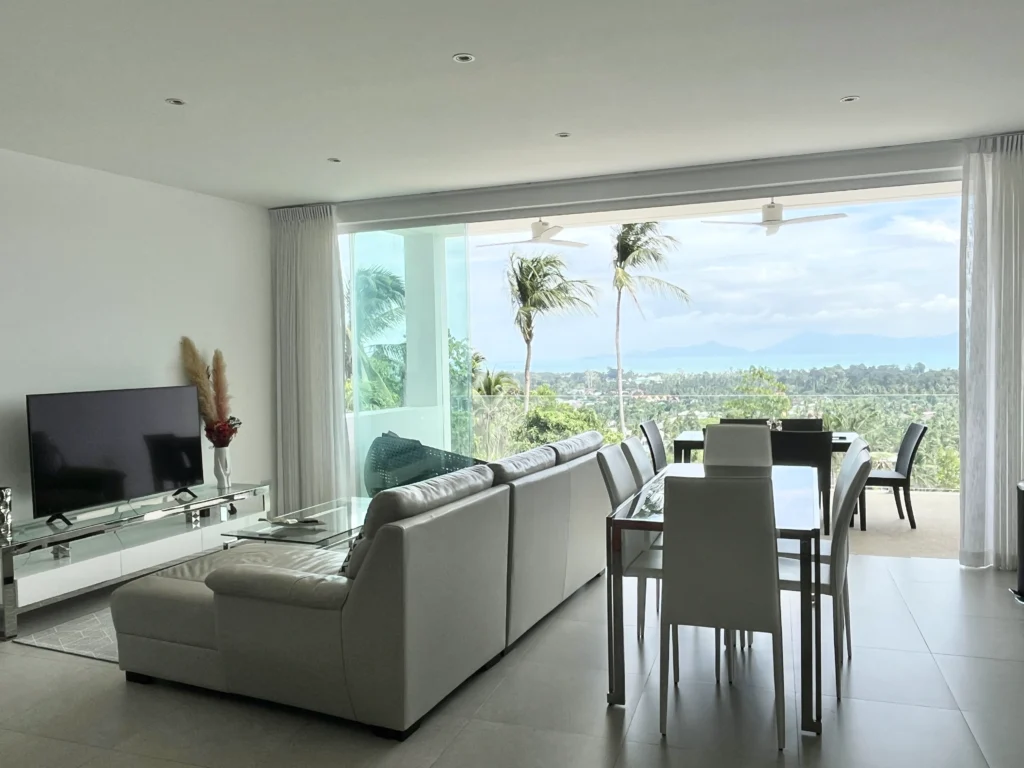 Modern 2-bedroom sea view apartment with panoramic gulf views in Maenam, Koh Samui