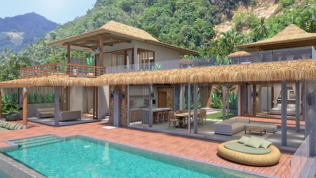 Off-plan tropical 4-bedroom sea view villa project with infinity pool in Chaweng Noi