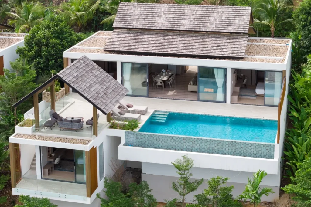 Brand-new modern thai style sea view villa with 3 bedroom and private pool in Bang Por