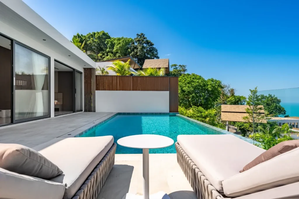 Brand-new modern thai style sea view villa with 3 bedroom and private pool in Bang Por