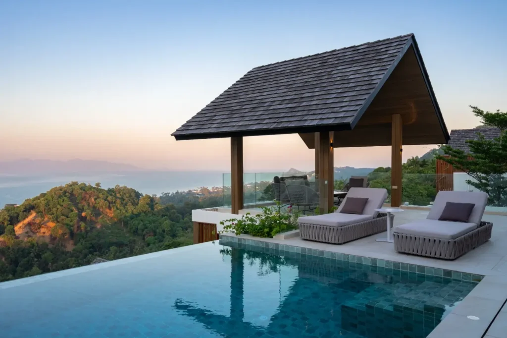 Brand-new modern thai style sea view villa with 3 bedroom and private pool in Bang Por