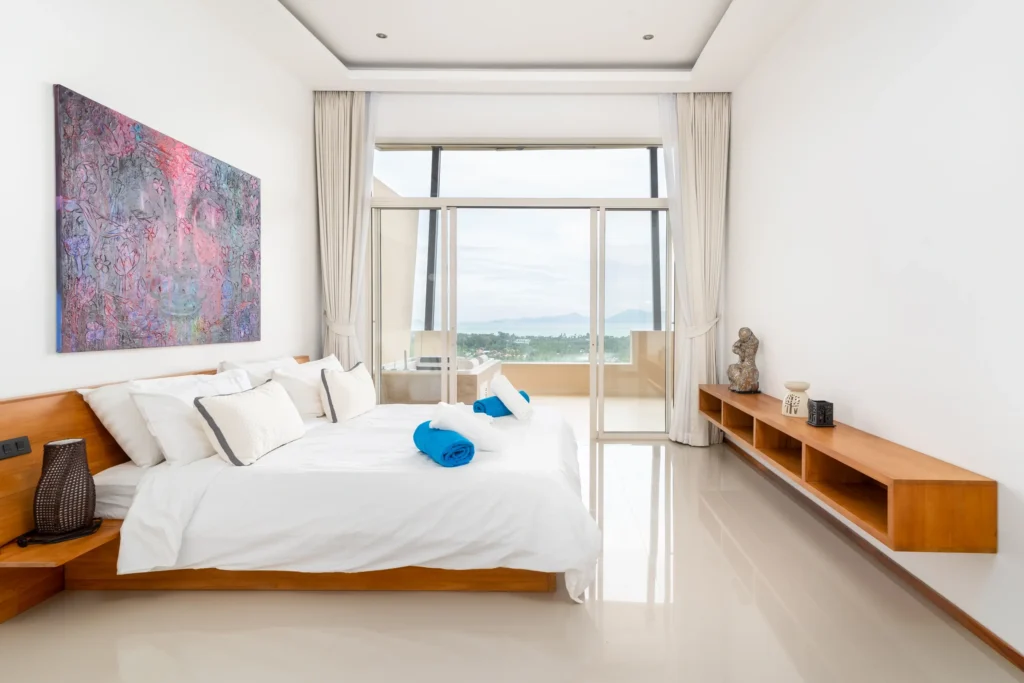 Stylish 1-bedroom sea view penthouse with panoramic terrace in Maenam