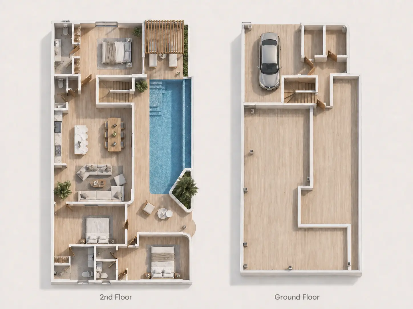Off-plan 3-bedroom double-storey sea view villas with private pool in Plai Laem Off-plan 3-bedroom double-storey sea view villas with private pool in Plai Laem