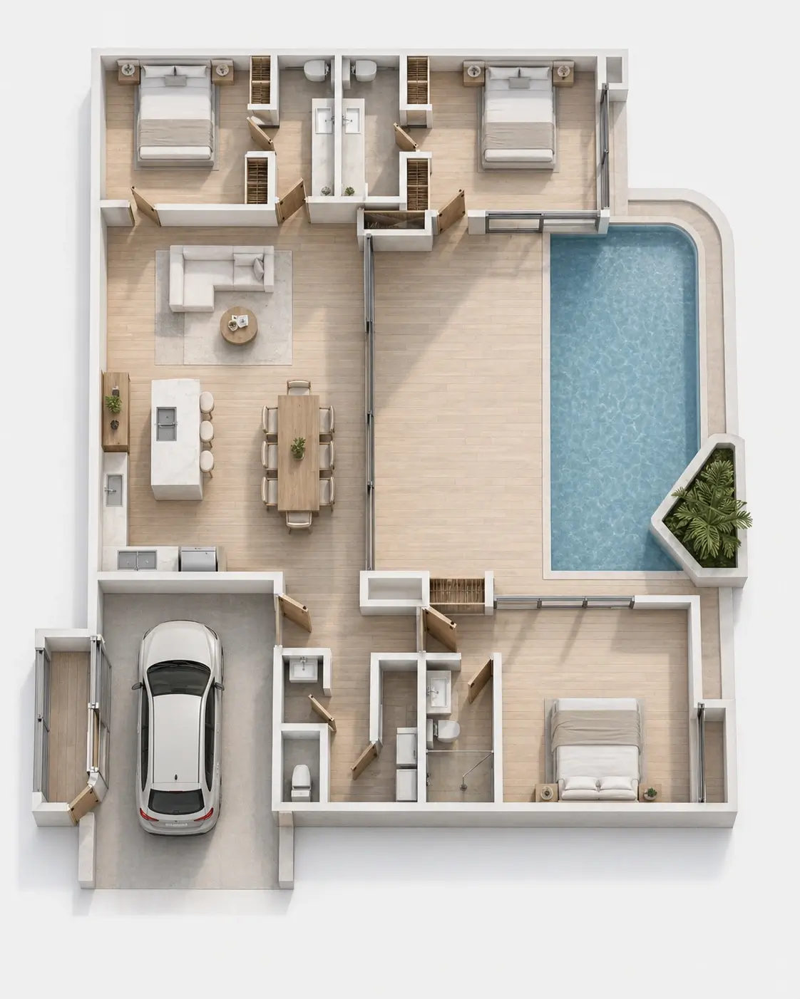 Off-Plan refined single stroy 3-bedroom sea view villas with private pool in Plai Laem Off-Plan refined single stroy 3-bedroom sea view villas with private pool in Plai Laem