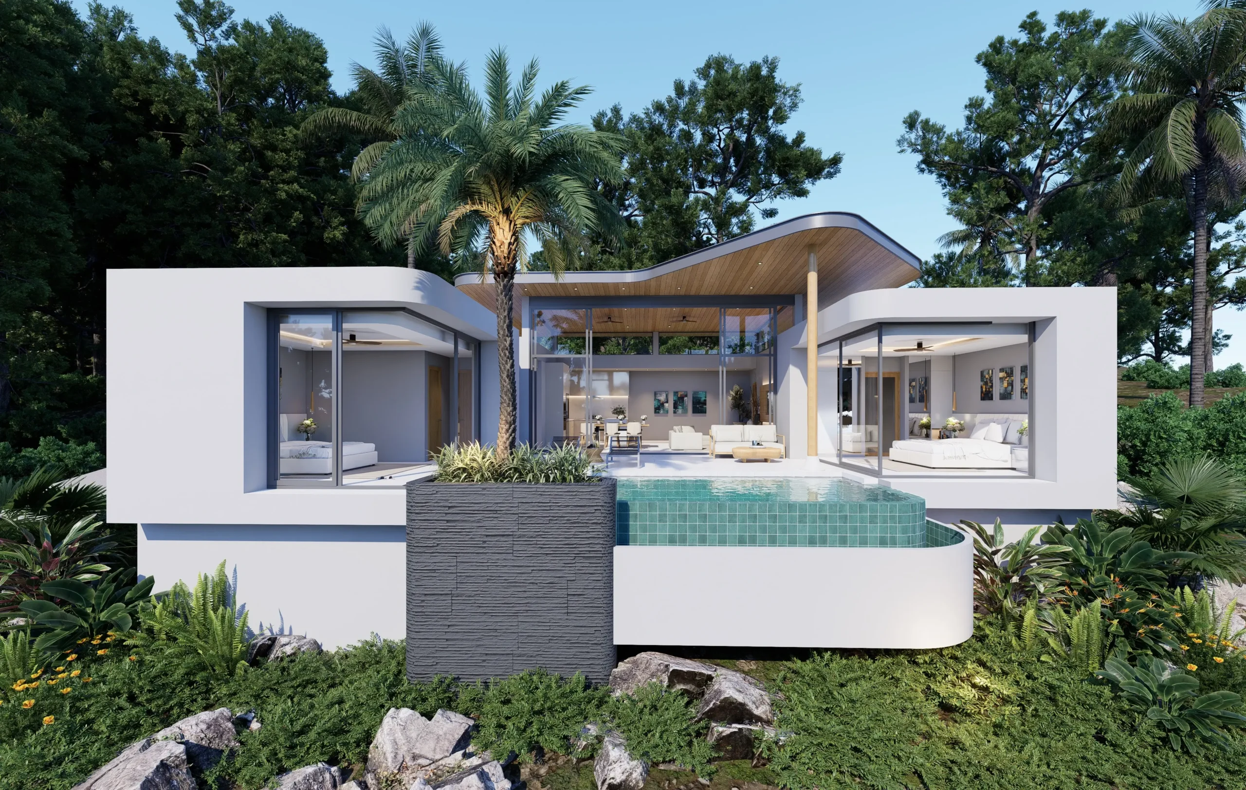 Off-Plan refined single stroy 3-bedroom sea view villas with private pool in Plai Laem Off-Plan refined single stroy 3-bedroom sea view villas with private pool in Plai Laem