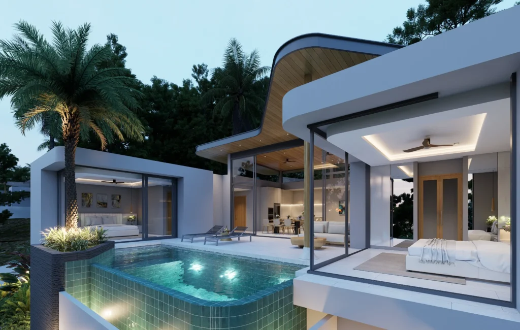 Off-Plan refined single stroy 3-bedroom sea view villas with private pool in Plai Laem